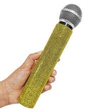 1pc Simulation Rhinestone Microphone Props, Home Bar Brilliant Mic Props Decorative Ornaments Party Favor, Speaking Practice Props
