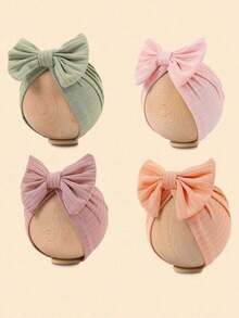 8 Colors Spring And Autumn Style Embroidered Headband Hat With Bow Decoration For 1-12 Months Old Babies, Newborn Baby Girl And Baby Boy Clothes Knitted Hand Sewn Stretch Fabric, Bow Hair Accessories For Girls, Children's Hair Accessories, Cute Decorations For Baby Products, Children's Hair Accessories, Headbands, Girls' Hair Accessories, Girls' Clothes