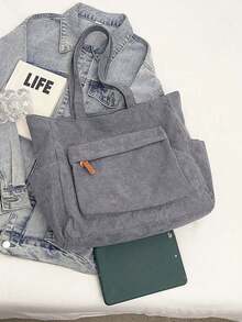 『US-Based Shipping』Simple Solid Color Multiple Pockets Shoulder Bag Corduroy Hobo Tote Bag For Women, Casual Crossbody Bag Large Capacity Purse Bucket Bag, Shoulder Satchel Daypack For Outdoor Travel Commuting Work, Vintage Satchel Shopping Bag College Computer Bags Large Capacity, Lightweight, Portable, Suitable For Teen ,,Bolsos Para Mujer,Tote Bags For Women,Bags For Women,Shoulder Bag,Carteras,Carteras Para Mujer,Bolsas,Designer Handbags,Crossbody Bags For Women,Mochilas Para Mujer,Handbags For WomenGirls Women College Students, Perfect For Back To School, New Fall Fashion 2025 For Women,Large Capacity Casual Outdoor Vacation Travel Shoulder Bag, Lightweight Versatile Shopping Groceries Storage Handbag, Portable Multi-Pocket Commuting Bags For Daily Office Work, Large School Tote Bag, Multiple Compartments, Perfect For Beach, School, Work & Daily Use, Literary School Bag & Bookbag For Women Or Students - Xám - Xem 8