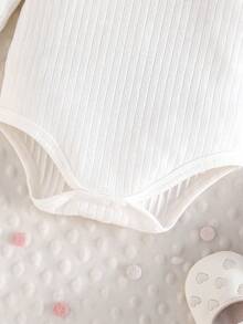 3pcs/Set Infant Baby Casual Cute Bow Ribbed Long Sleeve Bodysuit