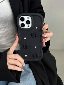 1pc Wavy Dopamine Cute Mini Bow Faux Pearl Phone Case Compatible With IPhone 17/Redmi Note 11 4G/Galaxy A55/Infinix Note 30/ Moto E30/Camon 20/Camon 20 Pro 4G/Spark 8C/Spark Go 2022/Smart 7, Smart 8