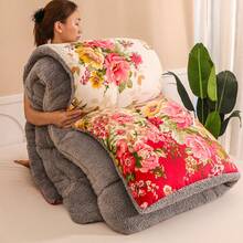 1pc Printed Thick Blanket, Reversible, Soft And Comfortable - Flower Dream - View 13