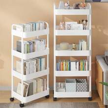 3-Tier Rolling Cosmetic Organizer Cart, Plastic Independent Multi-Function Hand Push Cart With Rotating Trays, Easy Assembly, Multipurpose Storage For Office, Bathroom, Kitchen, Pantry - No Electricity Required