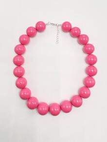 1pc Bohemian Style Plastic Acrylic Colorful Handmade Beaded Geometric Necklace, Summer Fashion Accessory, Gift For Women, Suitable For Beach And Daily Wear - Resin Hand-beaded Necklace - View 7