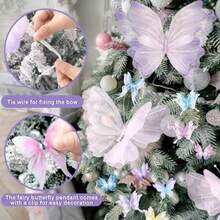 D49 Pcs Christmas Tree Butterfly Decoration 3 Jumbo Butterfly Tree Topper Ornaments Pink Girly Fairy Xmas Ornaments Home Decoration For Holiday Party Indoor Outdoor Decor - như hình ảnh - Xem 5
