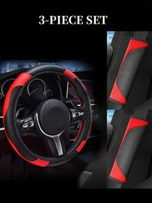 6 Pezzi Set Accessori Auto in Pelle PU, Coprivolante, Copri Console Centrale, Copri Freno a Mano, Copri Cintura di , Copri Bracciolo, Accessori Auto, Modanature Interni Automobile.