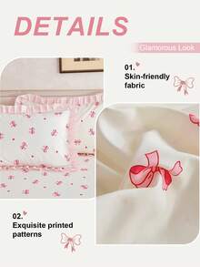 1pc Bow & Star Print Ruffle Pillow Cover (Pillow Insert Not Included), Unique Romantic Ins Style Decorative Throw Pillow Case, Suitable For Bedroom, Dorm, Sofa And Lounge Chair. Oeko-Tex Certified - Multicolor - View 4