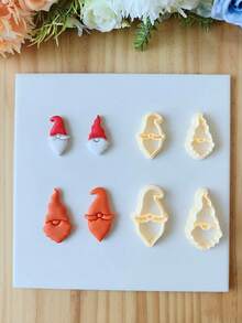 Set de 2 moldes de arcilla polimérica con diseño de gnomos navideños, moldes de plástico de alta precisión para hacer joyas como pendientes, moldes de arcilla para pendientes, adornos y decoraciones navideñas y de invierno