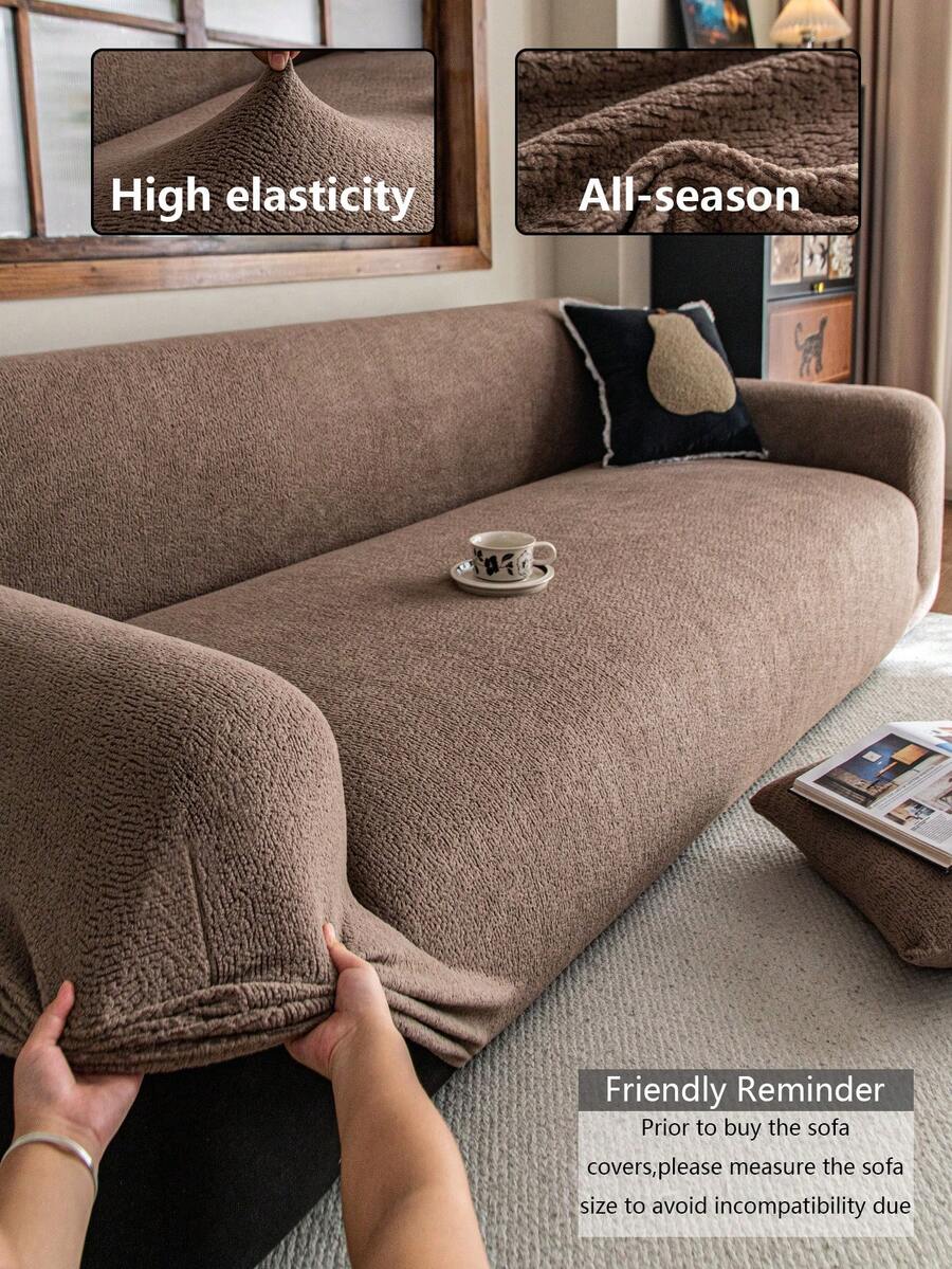 1 Vỏ bọc ghế sofa Jacquard sang trọng, Bảo vệ ghế sofa màu trơn, Thân thiện với thú cưng, Chống trượt, Chống bụi bẩn, Chống trầy xước, Phù hợp với mọi mùa, Co giãn, Có thể giặt bằng máy, Phù hợp với ghế sofa 1/2/3/4 chỗ ngồi, Chống thấm nước - Màu Khaki - Xem 1