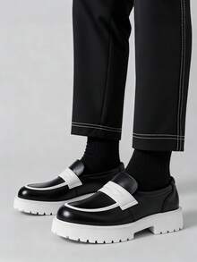 新款设计师男士一脚蹬乐福鞋，亮面漆皮，厚底，加高，复古英伦风格，价格实惠的高端感觉，适合返校、大学、毕业典礼，柔软舒适的圆头，优雅的正装鞋，男士商务/办公室通勤，休闲日常穿着，情侣/约会/派对/婚礼，新郎鞋，节日礼物，春/夏/秋季，尺码偏小，请订购大一码