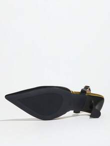 女士经典撞色尖头高跟鞋，时尚后跟露趾高跟鞋，优雅女士猫跟鞋，黑色高跟凉鞋，可搭配夏季连衣裙，百搭优雅派对礼服鞋，秋冬双色PU高跟鞋，女士正装黑色高跟鞋，简约办公室工作鞋，晚宴派对高跟鞋/夏季女士凉鞋 - 黑色 - 查看 8