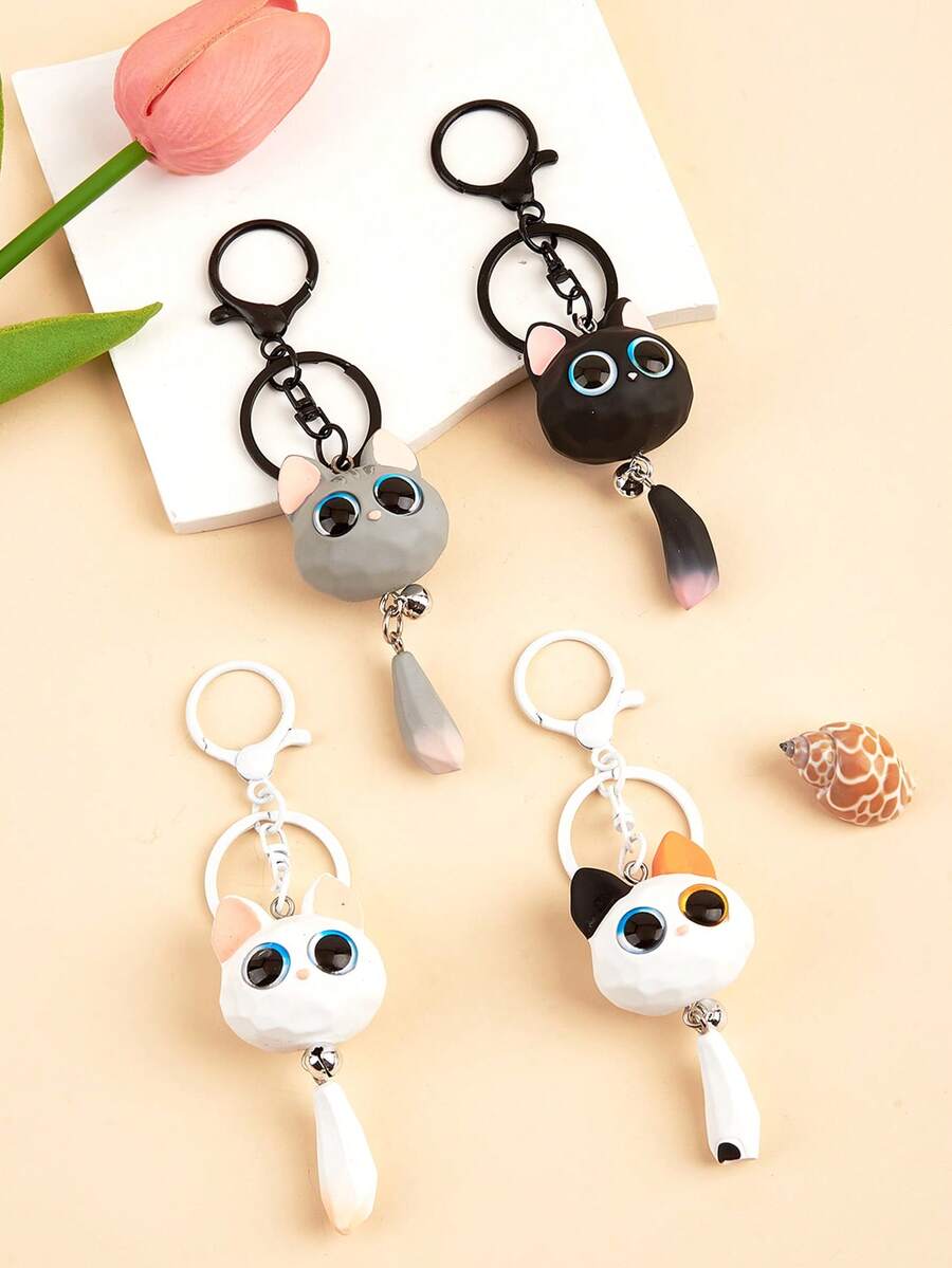 1PC Cat Keychain,Women's Kitten Keychain,Keychain Accessories,Keychain Pendant,Men's Keychain,Cute Big Eyed Cat Keychain