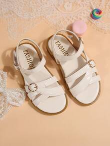 Children Fashion Outdoor Sandals Summer Square Toe Flat Shoes Strap Sandals New Style Girls Shoes Stylish Beach Slippers - Beige - View 2