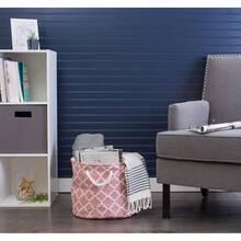 Contenedor de poliéster DII con asas, caja de almacenamiento de rejilla, grande y redonda, rosa - Verde azulado - Ver 3