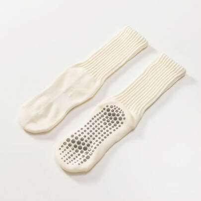 3双装男女通用瑜伽袜，时尚袜口设计，全脚硅胶防滑减震，适合舞蹈、普拉提、瑜伽、室内健身，返校礼物防滑袜