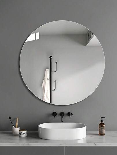 1pc DIY Acrylic Mirror, Bathroom Spiegel Makeup Unbreakable, Self Adhesive, Peel Stick, No Installation Required. Wand Square Round Heart Shaped Waterproof Material, Mirror. Bedroom Office, Various Surfaces, Environments, Ho hold Essential.