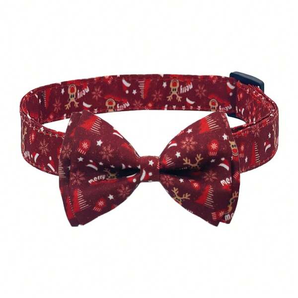 1 Set Christmas Dog Collar, Soft & Comfortable Christmas Dog Bowknot With Adjustable Quick Release Buckle, Unique Detachable Bowknot Dog Accessory, Washable Christmas Pet Gift, Suitable For Small, Medium, Large Dogs & Cats For Daily Use