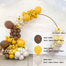 140pcs Brown Coffee Beige Yellow Balloon Garland Arch Kit Wedding Decoration Engagement Baby Shower 40th 50th 60th Birthday Party Balloon Baptism Christening - As Picture - View 6