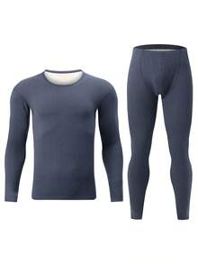 Men's Thermal Underwear Set, Fashionable And Warm, Suitable For Autumn/Winter, Casual And Versatile For Teenagers And Young Adults - Navy Blue - View 2