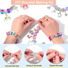 Charm Bracelet Making Kit For Girls 120Pcs DIY Jewelry Making Kit + Portable Bracelet Organizer Box Christmas Birthday Mermaid Unicorn Gifts For Girls Toys Crafts For Teens Girls Ages 5 6 7 812
