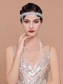 BABEYOND 1920s Flapper Headpiece Roaring 20s Headband Great Gatsby Headband Chain For Women Vintage Hair Accessory - 銀色 - 查看 1