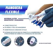 Kit Mantenimiento De Alberca 8pz Manguera 9 M + Redes, Kit De Mantenimiento De Piscinas Sobre El Suelo, Kit Alberca Aspiradora Cepillo Y Manguera - Azul - Ver 5