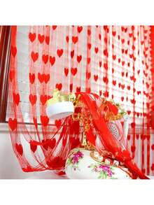 1 chiếc rèm dây hình trái tim cho ngày Valentine, rèm hạt cườm hình trái tim, rèm trang trí ngăn phòng, rèm treo cửa ra vào, trang trí tiệc Valentine, trang trí trái tim bằng chỉ lụa, thích hợp cho trang trí phông nền ngày Valentine và đám cưới. - Nhiều màu - Xem 6