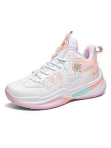 Unisex Basketball Shoes, New Autumn PU Leather Waterproof, Anti-Slip, Shock-Absorbing, Lightweight High-Top Sports Boots For Students - Pink - View 4