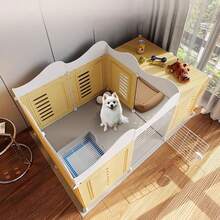 Pet Fence, Dog Barrier With Litter Box, Indoor Use For Small/Medium Dogs, Freestanding Combination Dog Crate - Multicolor - View 10