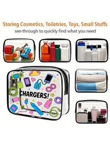 Transparente Reißverschlusstasche - leichter Reise-Organizer, mit Reißverschluss, klare Kulturtasche, Kosmetiktasche, unisex Elektronik-Zubehör-Organizer, geeignet für Flughafen, Fitnessstudio, täglichen Gebrauch - einfach zu reinigende Konstruktion, Reisetasche, Fitnesstote, modisches Gepäckzubehör, stabiler Reißverschluss, minimalistischer Handtaschendesign, robuste Verarbeitung, ideal für Fitnessenthusiasten - Verschiedenfarbig - Übersicht 2