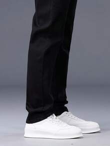 Stretch Jeans Men's Straight Leg Everyday Slim Men's Jeans Skinny Pants Denim Stretch Jeans, Cotton Products Slanted Pockets, Personality And Versatile - 黑色 - 查看 5