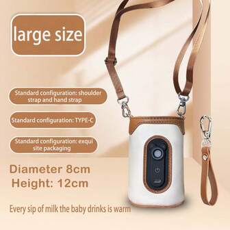 1pc PU Heated Milk Warmer, USB Insulated Bottle, Portable Milk Mixer With Constant Temperature And Digital Display For Outdoor Heating