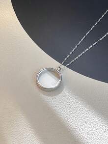 1pc 18k Titanium Steel Locket Necklace With Glass For Holding Photos, Hair Keepsake Memorial Pendant - Star - View 11