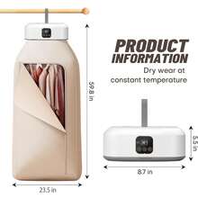 便携式电动干衣机，迷你紧凑型可折叠干衣机，带遥控器，附赠烘干袋，是旅行、房车、家庭、公寓的理想之选，也是假日旅行、圣诞节、情人节和各种节日的完美礼物。