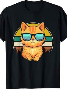 Vintage Style Orange Tabby Cat Friendly Wearing Sunglasses T-Shirt - Phong cách 27 - Xem 1