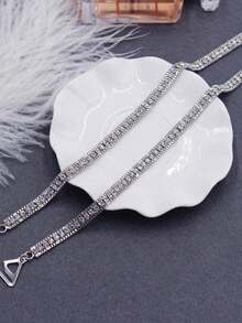1 Pair Ladies Crystal Embellished Bra Straps Metal Adjustable Back Bra Shoulder Straps