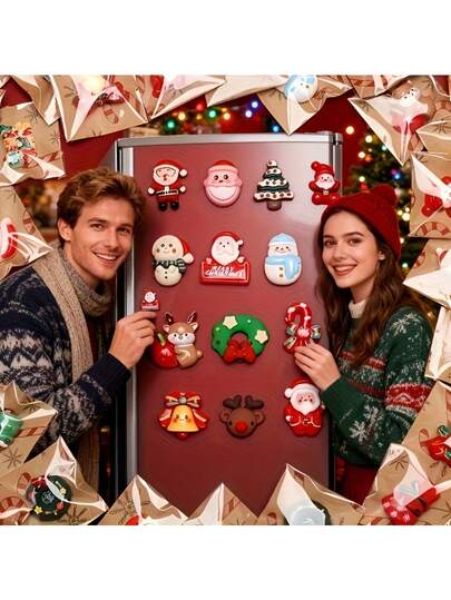 Mixed Resin Christmas Refrigerator Magnets, Various Designs Including Santa Claus, Snowman, Christmas Tree, Suitable As Holiday Gifts, Christmas Snowman Decor, Tree Magnets, Snowman Style, Santa Claus Design, Exquisite Resin Casting, Random Style, Seasonal Gift, Holiday Themed Magnets, Durable Resin Crafts, Detailed Casting, Decorative Magnets, Holiday Enthusiasts, Gift Buyers