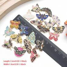 时尚珐琅蝴蝶吊坠套装（10/20/24/52个）。精致吊坠，非常适合DIY手链、项链和钥匙扣。 - 彩色 - 查看 5