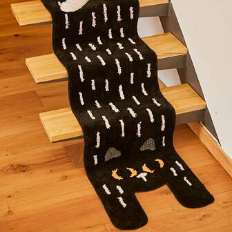 1 st supersöt tecknad katt asymmetrisk form konstullmatta, ultramjuk maskintvättbar lätt att rengöra, trendig heminredning för vardagsrum sovrum badrum entré, lämplig för Halloween, jul, påsk, självständighetsdagen, slitstarkt material, exklusiv för husdjursälskare, högtidsdekorationsmatta