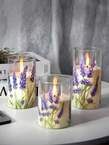 3 buc lumânări fără flacără în culoarea lavandă cu telecomandă și temporizator, lumânări pâlpâitoare din ceară naturală cu LED-uri violet lavandă, decor cu flacără caldă pentru casă, dormitor, nuntă, logodnă, Crăciun, Halloween, Ziua Îndrăgostiților, petrecere de companie