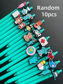 10 Stücke/Set minimalistische einfarbige Kugelschreiber für medizinisches Personal, Doktoren- & Krankenschwestern-Motiv, geeignet als Geschenk für Ärzte, Krankenschwestern, medizinisches Assistenzpersonal und Studenten, zufälliger Stil - Schwarz - Übersicht 9