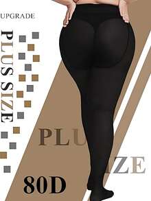 1 đôi quần tất nữ cỡ lớn 80D, màu trơn, chất liệu sợi polyester mềm mại, có thể giặt tay, nhiều màu sắc để lựa chọn, thiết kế cạp cao, phù hợp với phụ nữ cỡ lớn, thoải mái và thoáng khí. - Nhiều màu - Xem 7