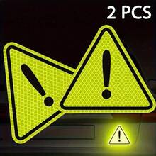 2 Triangle Safety Stickers; Diamond And Exclamation Mark Design - Colorful, For Motorcycles, Cars, Bicycles - High Adhesion Sticker; Helmet Sticker, Vehicle Visibility, Sign Style, Visibility Stickers, Road Signage Decals, Geometric Pattern, Glossy Finish, Durable Adhesive, Warning Markers, Bicycle Enthusiasts, Safetyconscious Users - 2 pcs - View 3