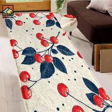 1 pezzo Zerbino antiscivolo con motivo a ciliegie, zerbino in super fibra antiscivolo, adatto per decorazioni di feste e festival, cucina, bagno, sala da pranzo, camera da letto, può essere regalato