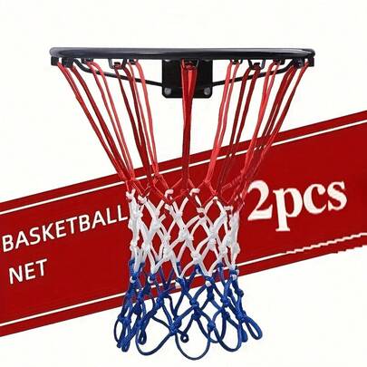 1/2 Packs Of Three-Color Basketball Nets, Red, White And Blue Design, Easy To Install, Durable Nylon Material Suitable For Indoor And Outdoor Basketball Hoops, Universal Replacement Basketball Net, Suitable For Home Courts, Schools And Parks, Improve Shooting Practice And Game Experience