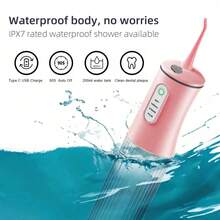 1 Set Handheld Electric Water Flosser With 4 Nozzles, 1 Set Adult Electric Toothbrush With 4 Replaceable Brush Heads, IPX7 Waterproof Long-Lasting Rechargeable USB Dental Cleaner, Electric Water Flosser And Power Toothbrush Combo, Suitable For Household Oral And Dental Care - Pink - View 8