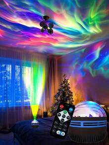 Máy chiếu cực quang đa năng Northern Lights - Đèn sao dùng nguồn USB với 7 mẫu màu, điều khiển từ xa và dây điện, thiết kế để bàn với giá đỡ có thể tháo rời, điều khiển từ xa, nhựa màu đen không có pin - Q6 đen - Xem 5