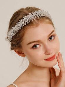 1pc Acrylic Beaded Headband, Handmade Elegant Bridal Hair Accessory, Luxury Women's Decorative Hairpiece, Anniversary Gift