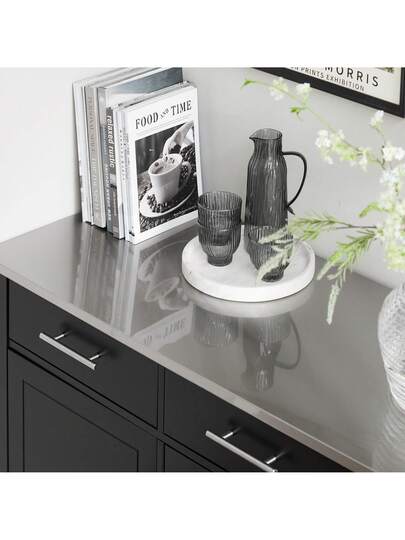 SoBuy FKW108 Kitchen Trolley Stainless Steel Top Isl Side Shelf Cabinet Sideboard On Wheels Serving Wit Approx.: 107 94 46 Cm view 9