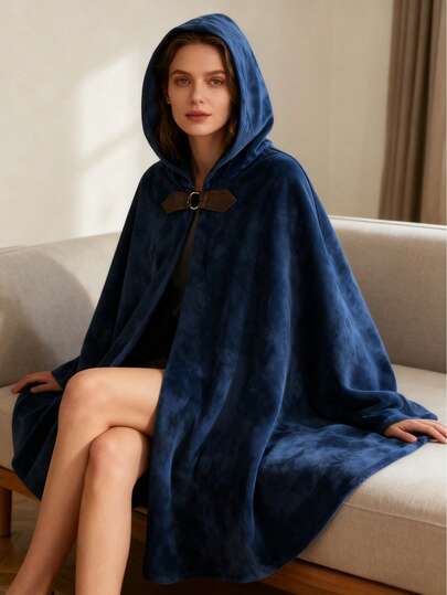 Suede Hooded Cloak Poncho, Ultra-Soft & Plush Wearable Blanket For Adults, Oversized Unisex Design For Maximum Comfort, Weighted & Calming Arcane-Style Cape, Luxurious Loungewear For Home, Theater, And Festivals, Perfect Cozy Gift For Christmas, Elegant Long Sleeve Shawl, Cold Weather Essential, Washable And Durable Fabric